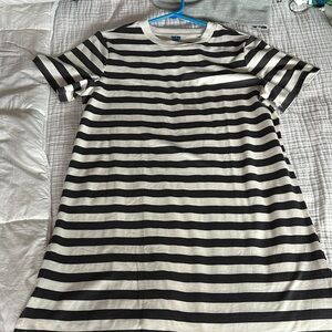 Old Navy Grey and White Striped T-shirt Dress